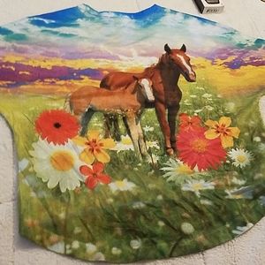 Rocker Girl crop croptop horses shirt